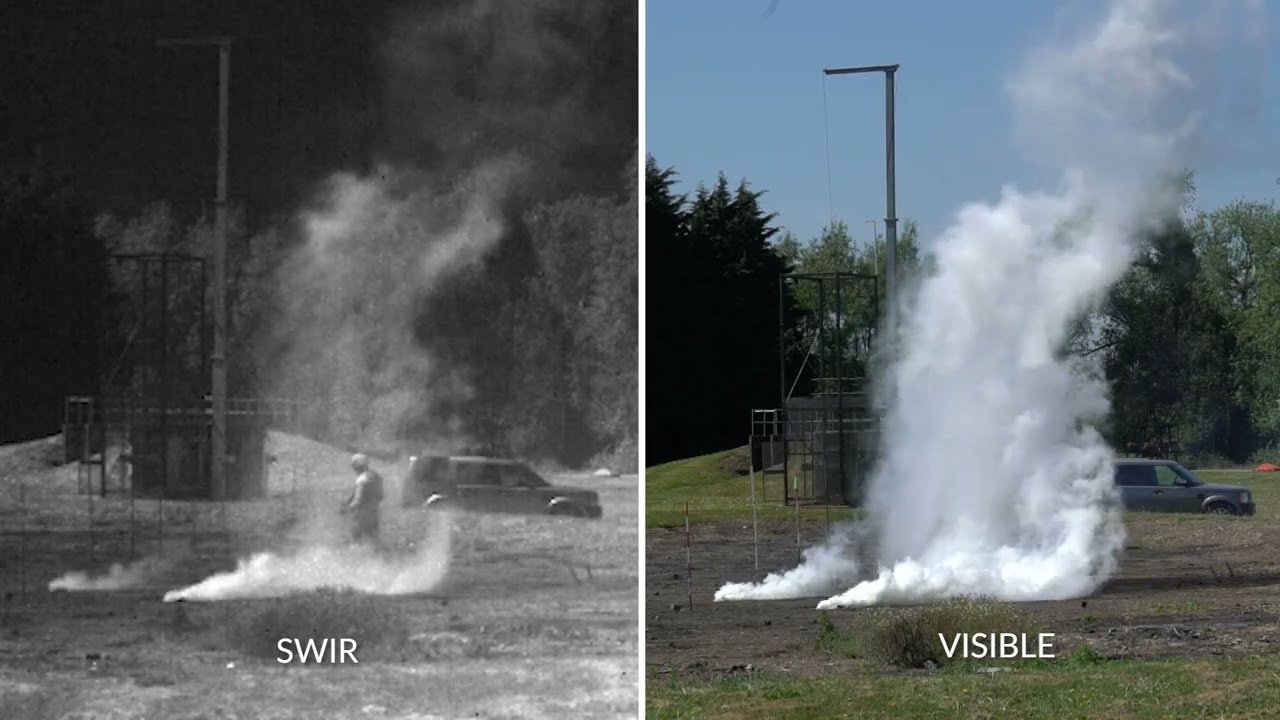 SWIR see through smoke grenade by Emberion and Kowa
