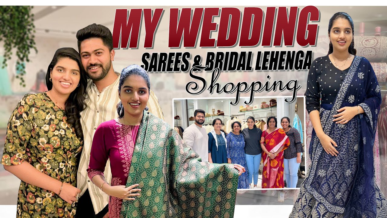 🥰మా పెళ్లి పట్టు Sarees&Birdal Lehenga Shopping with Fiance💕|Selecting Grooms Designer Outfits||