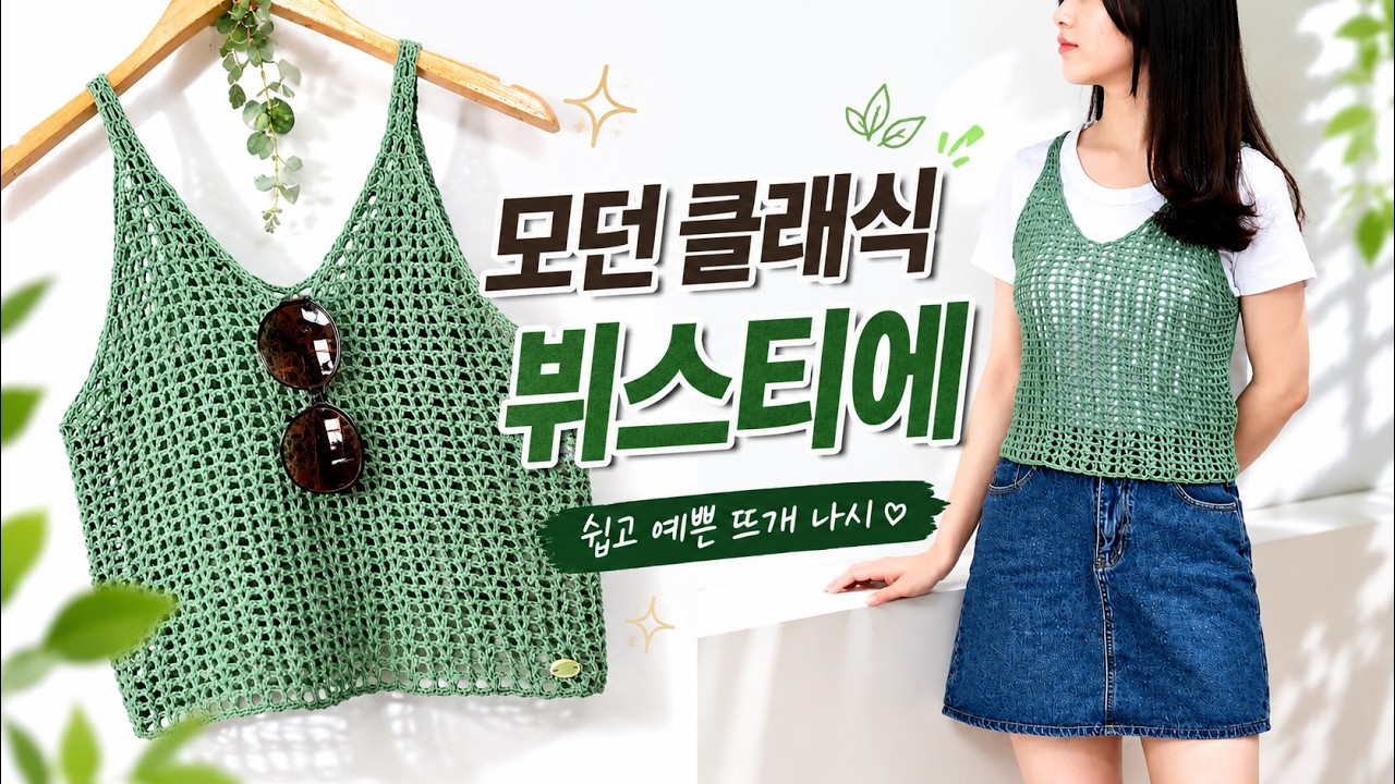 심플함 속 우아함✨,초보뜨개 강추 , 모던 클래식  코바늘 뷔스티에