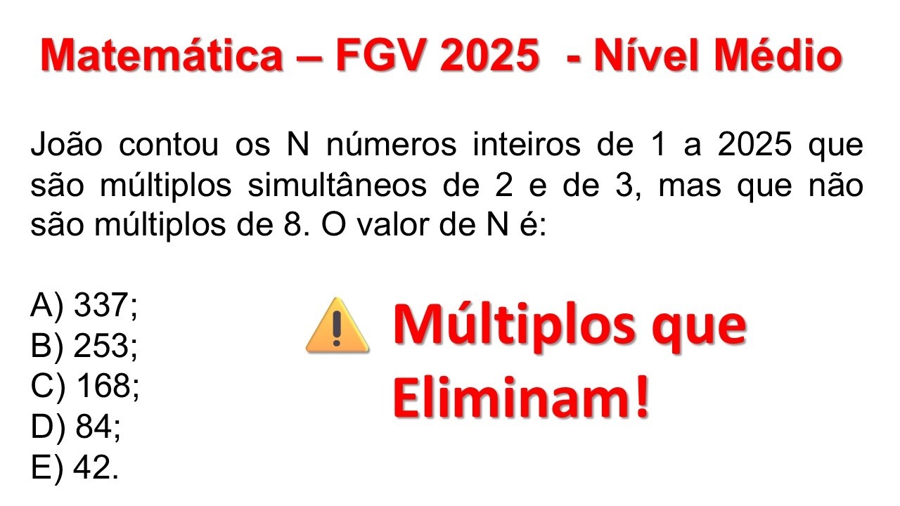 Matemática para Concurso FGV: Múltiplos de 6 que Não São de 8 (Resolução Completa)