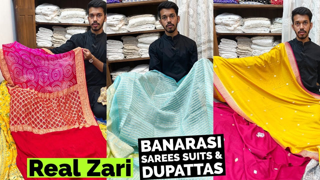 Mind Boggling Banarasi Sarees, Katan Suits & Rai Bandhej Banarasi Dupattas at Real Zari.
