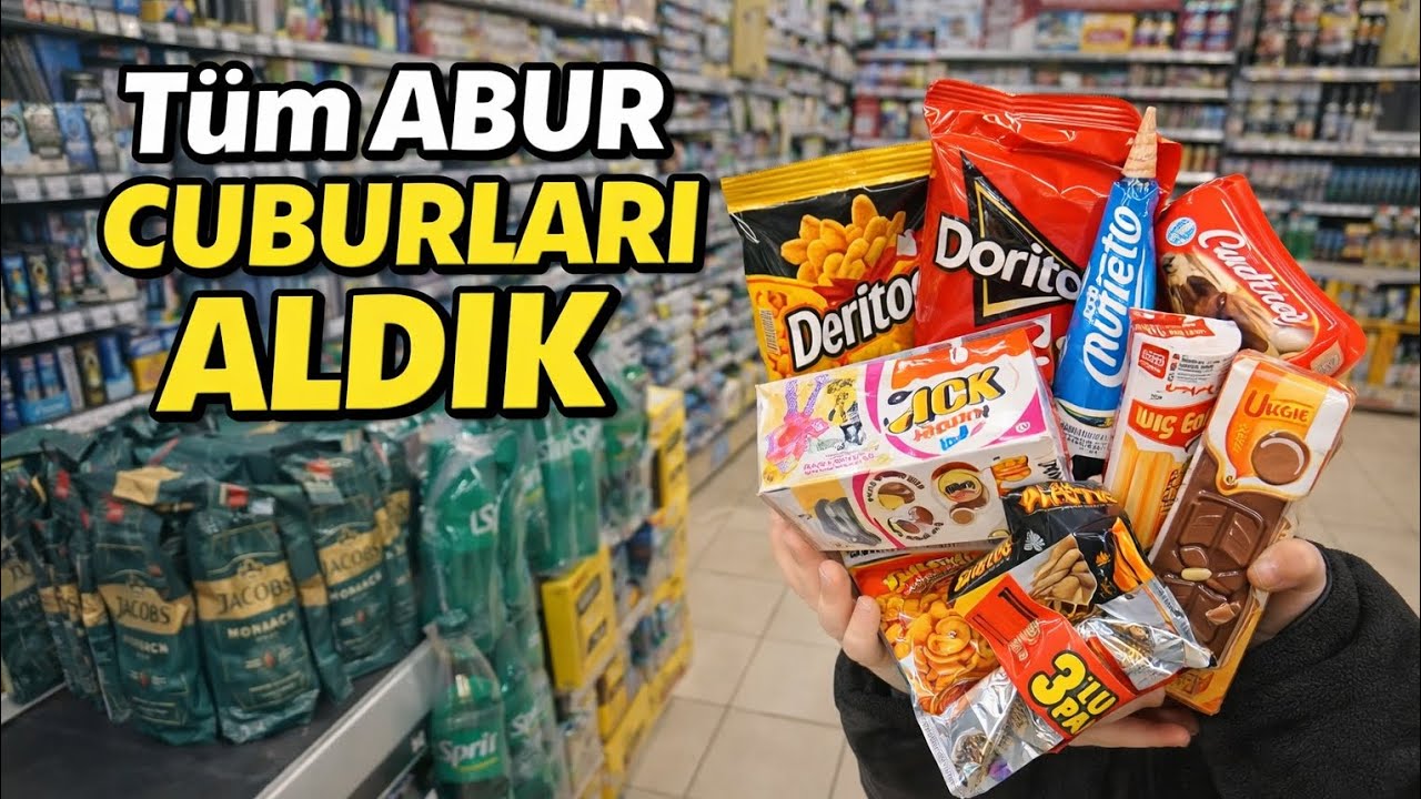 Küçük market arabası ile  alışveriş yapıyor Aysima aburcubur topluyor 