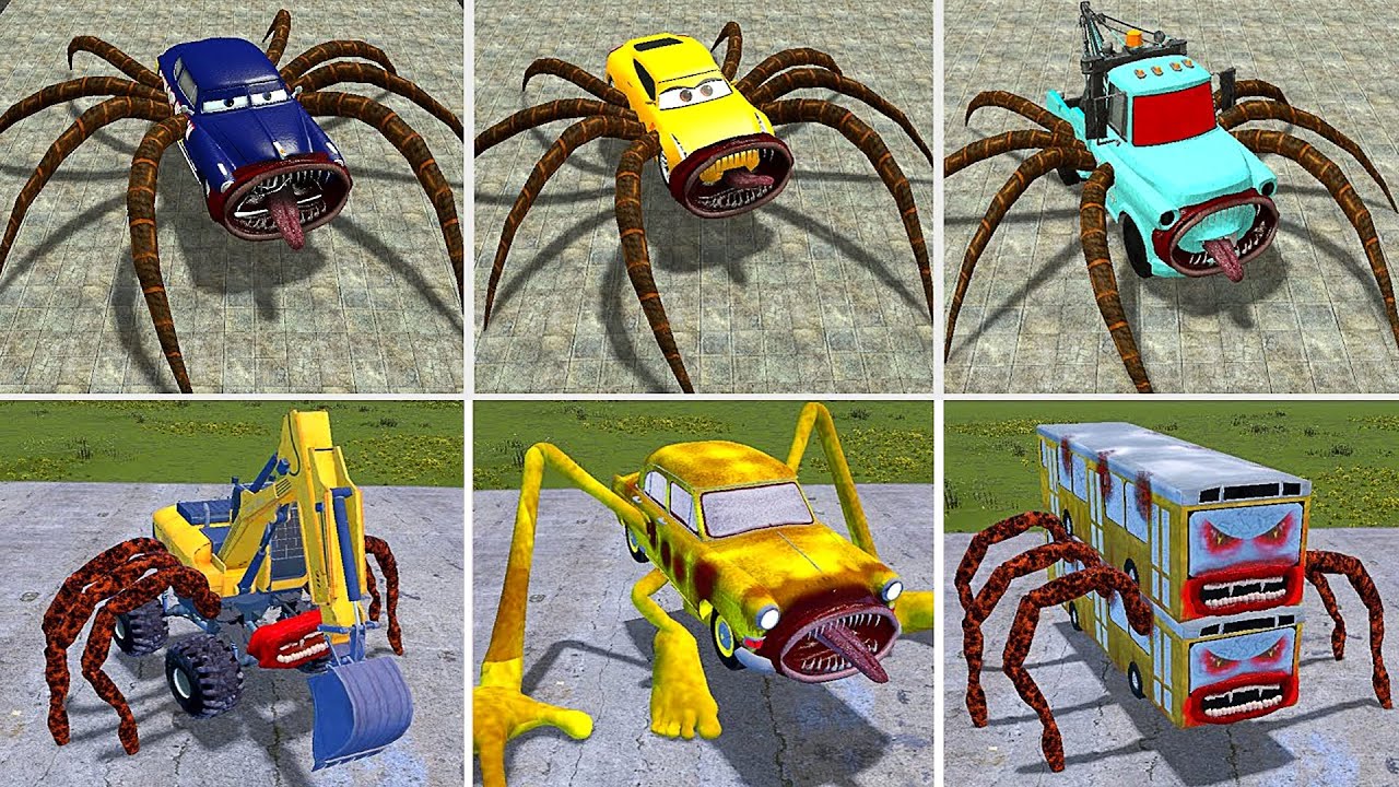 Monster Battle: CAR EATER, BUS EATER, HOUSE HEAD, BUS EATER, EXCAVATOR EATER, CURSED TRAIN (GMOD)