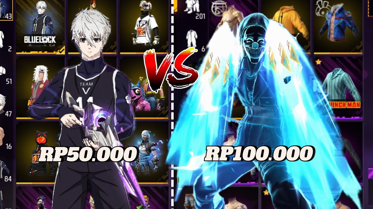 REVIEW AKUN FF HARGA 50.000 VS 100.000!! ADA EMOT 2 JUTA🥶🔥