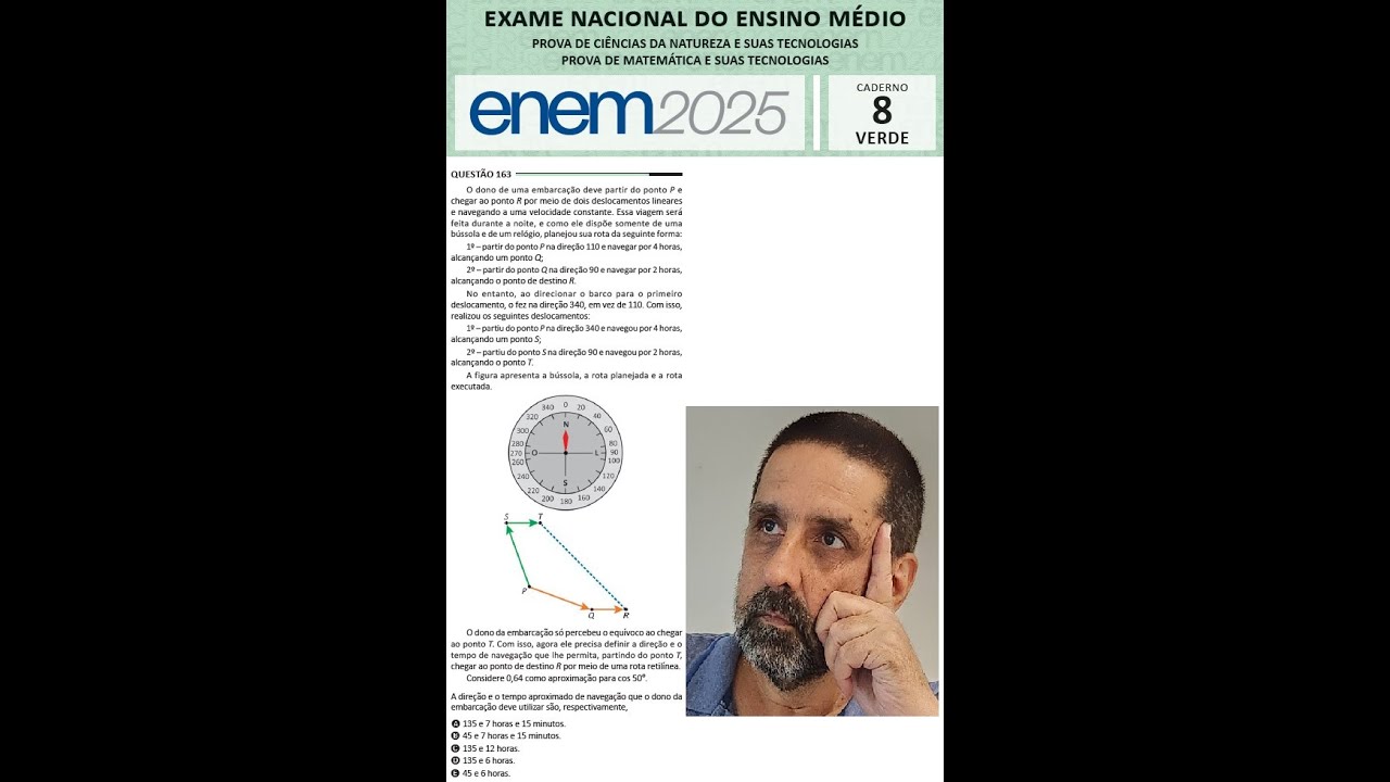 Enem 2025  Prova Verde  Questão 163  Geometria Plana  Bússola #enem #enembússola #bússola #enem2025 