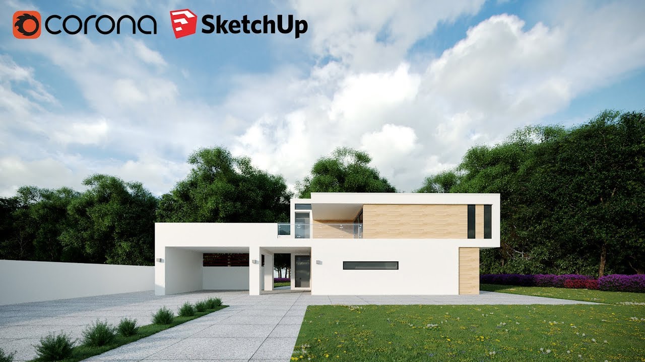 Sketchup + Corona render / Modern house