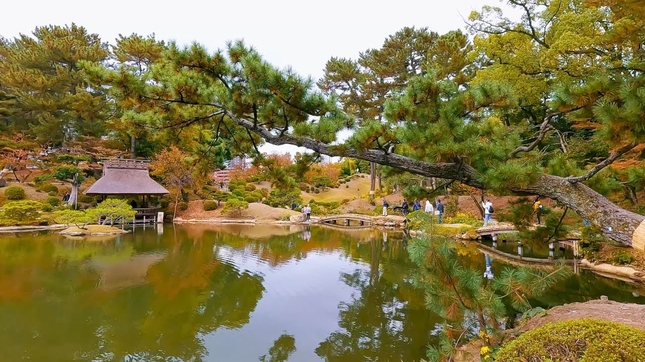 Japanese Garden at Shukkeien Gardens in Hiroshima, Japan