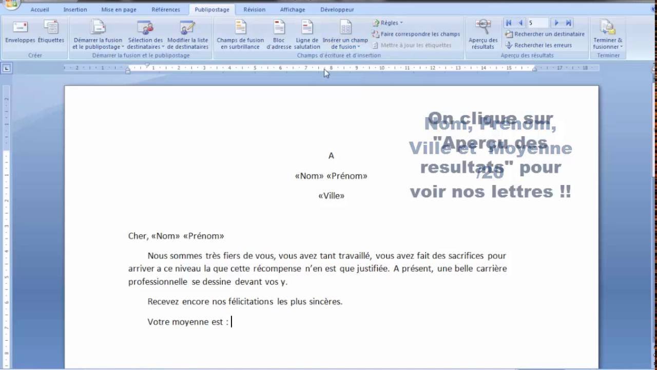 Tuto Word : Publipostage (1)