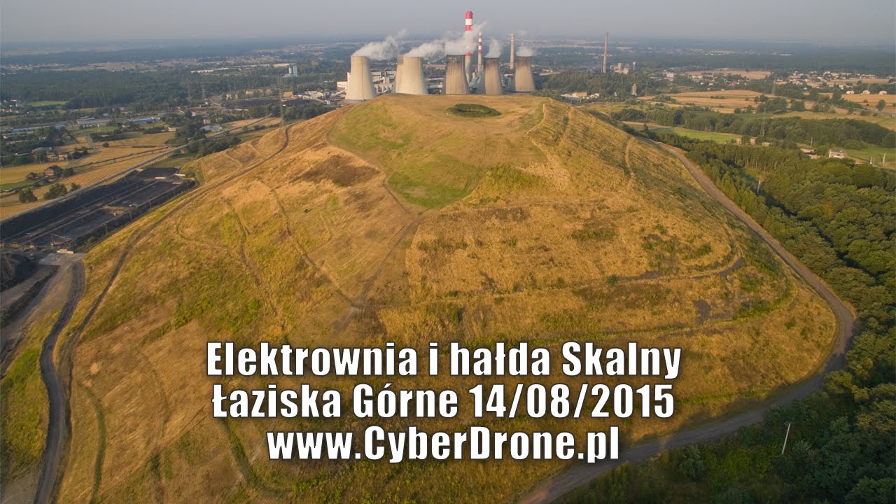 Łaziska Górne: Elektrownia i hałda Skalny, panorama lotnicza IX'2015.