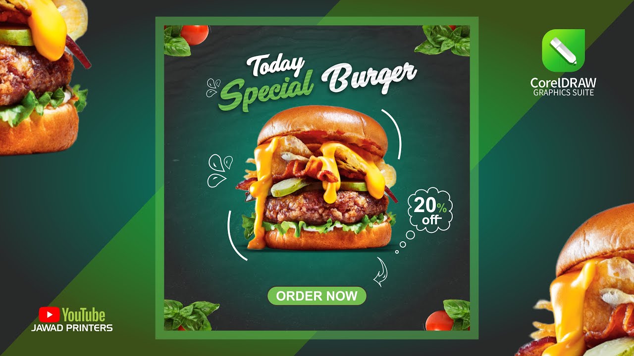 How to Design a Burger Restaurant Flyer / Poster in CorelDraw@jawadprinters​