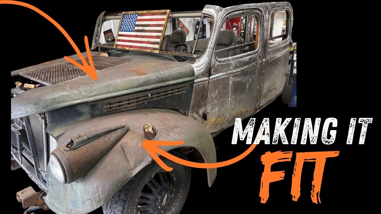 Кастомная кабина Crew Cab &mdash; примерка капота и крыльев &mdash; продолжаем работу над Quadcab 1945 года