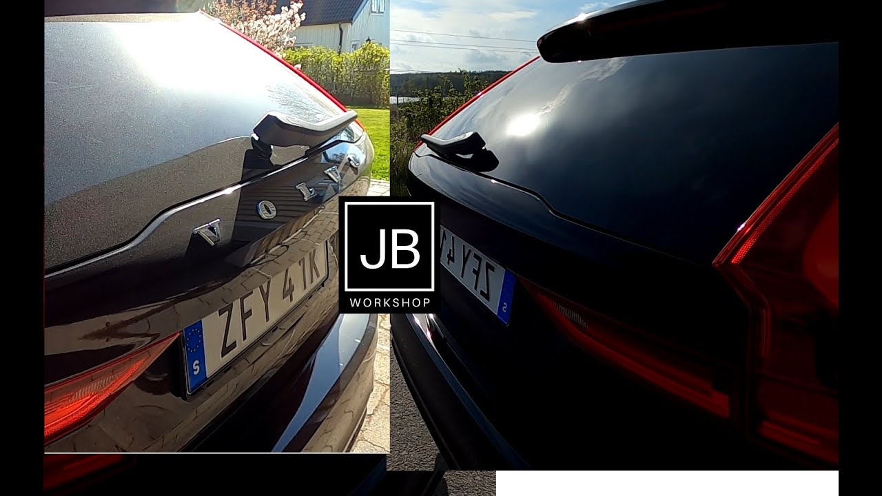 Tar bort emblem från en ny Volvo V90 R-design med hjälp av sytråd och en hårfön!