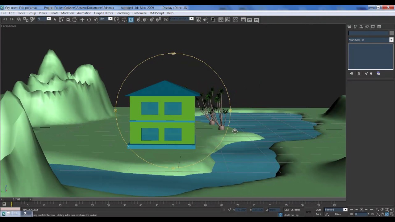 3Ds Max-Создание ландшафта, гор, реки, озера и дома за 20 минут