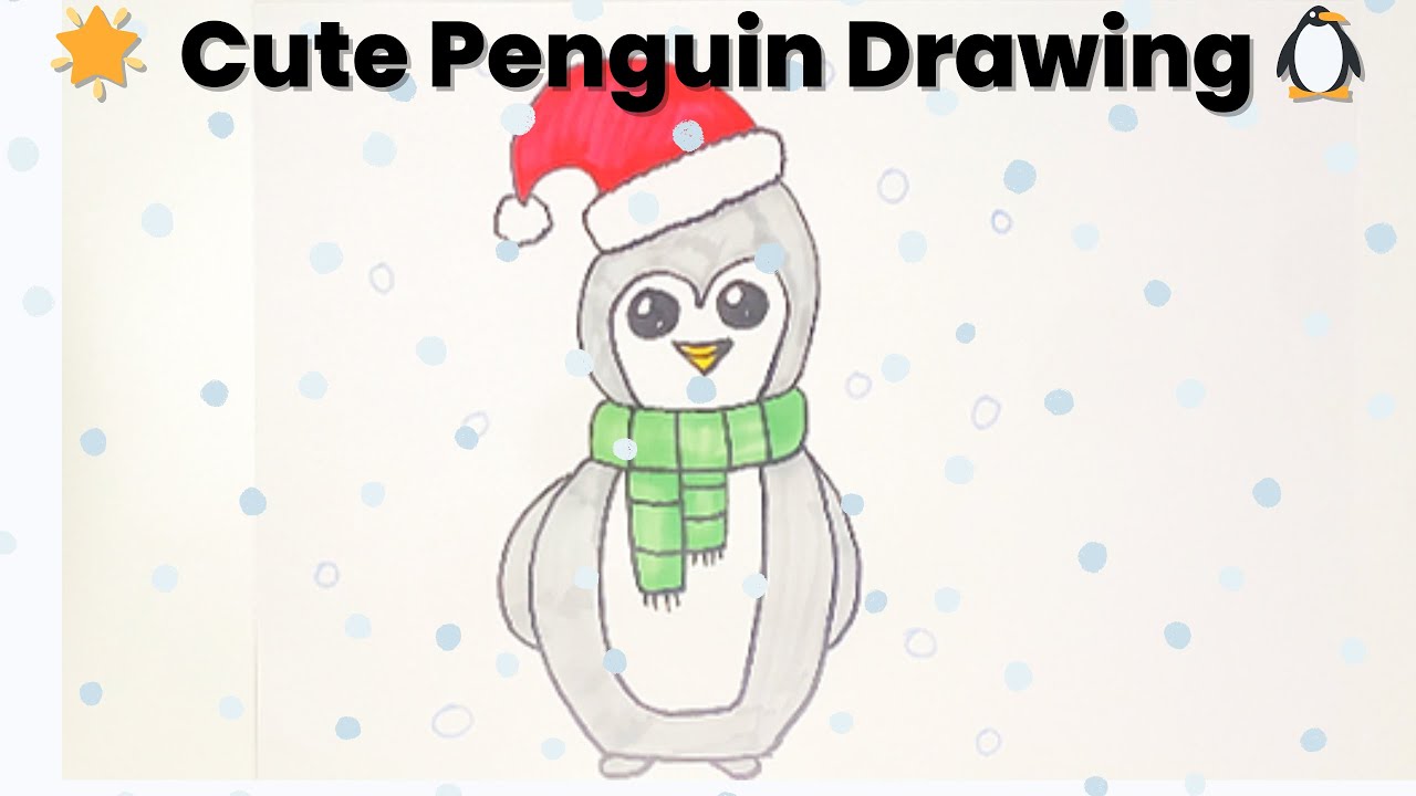 Draw a Cute Penguin Step-by-Step | Easy Christmas Drawing for Kids 🐧🎄