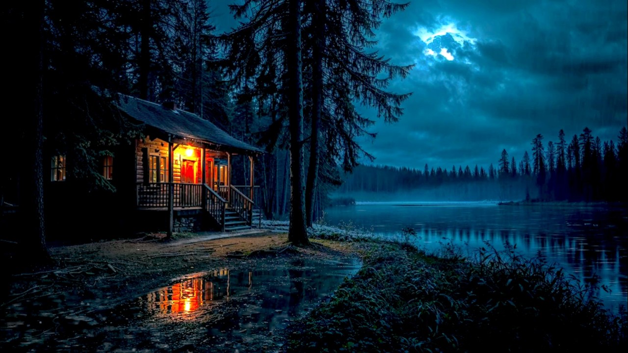 🌧️ Heavy Rain at the Cozy Lake Cabin | Rain Sounds for Deep Sleep & Insomnia