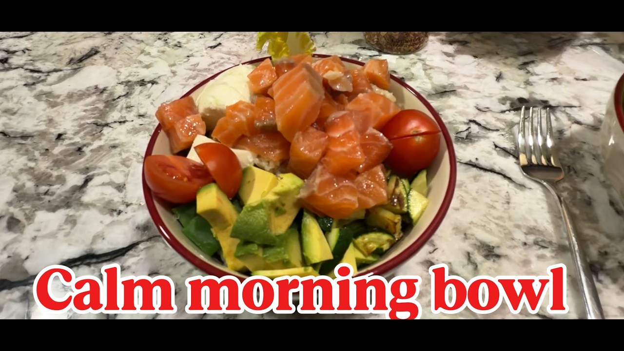 Quiet Morning Cooking | A Simple Rice Bowl with Salmon & Vegetables