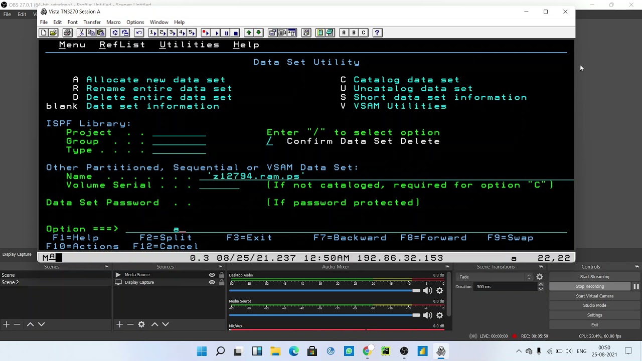 2 HOW TO CREATE PS FILE in mainframe / jcl / vista / mocha soft