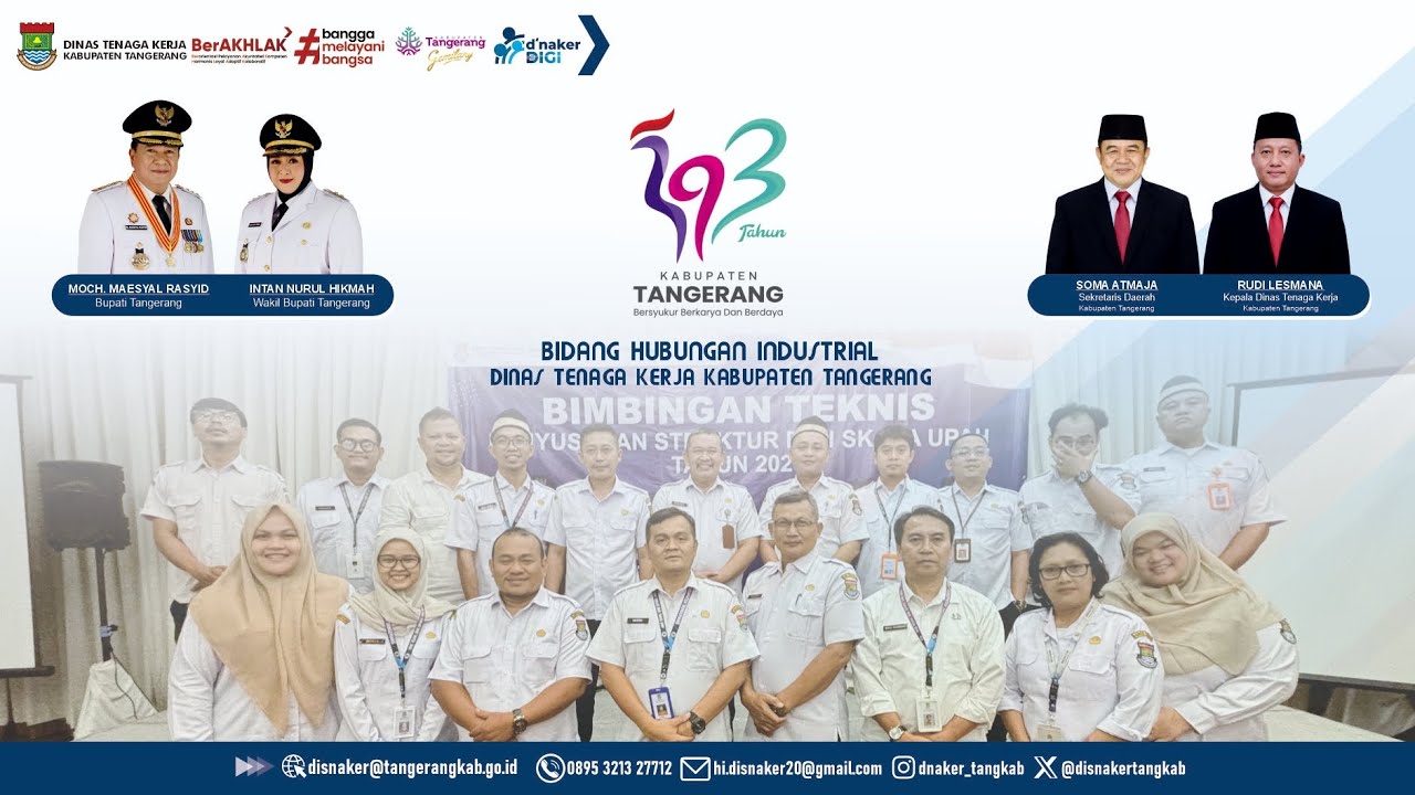 Bimtek Pendaftaran Perjanjian Kerja Bersama ( Bidang HI Disnaker Kab. Tangerang Tahun 2025 ).