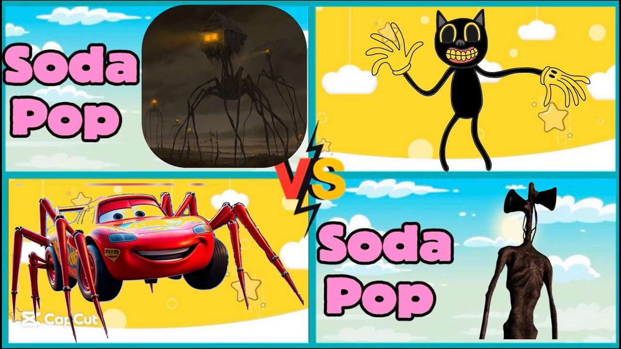 Soda Pop Tiles Hop Battle | Cartoon Cat vs Siren Head vs Lightning McQueen Monster 032