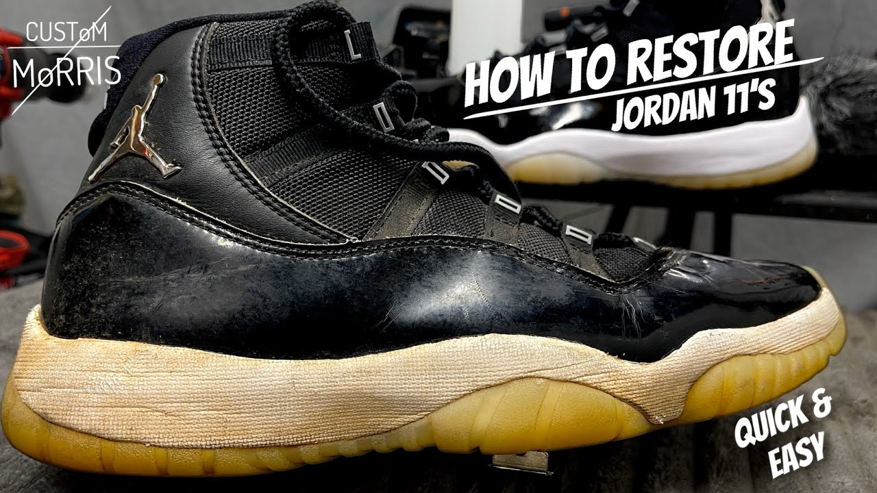 How to clean shoes/ Restore Air Jordan 11s Retro Jubilee/ 25th anniversary