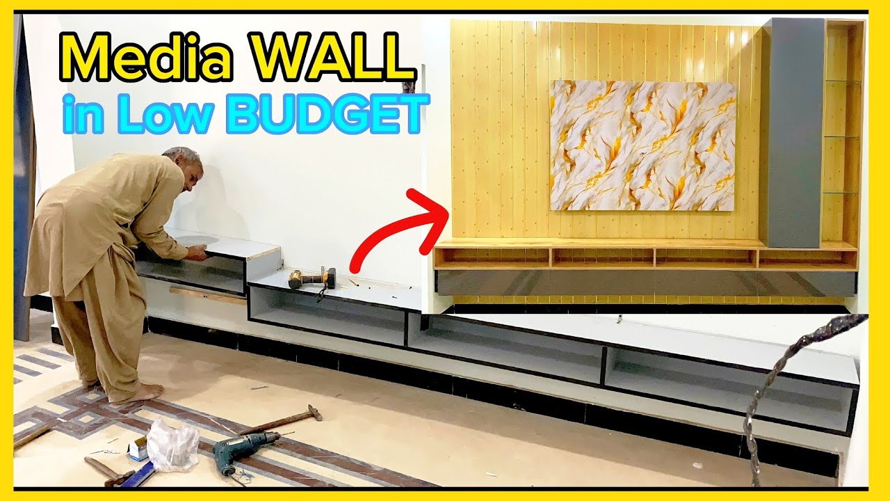 How To Make a MEDIA WALL in Living Room | Stylish TV Unit Wall Design #woodworking #mediawall