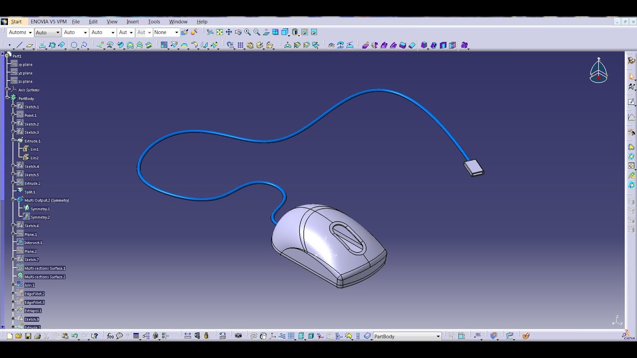 Mouse Surface Design - Catia V5 (mouse tasarımı)