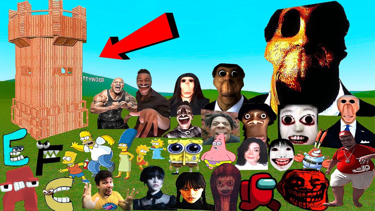 BEST Compilation of Top NEXTBOTS vs My Buildings in Garry's mod (Obunga, MrBeast, Alphabet, Skibidi)