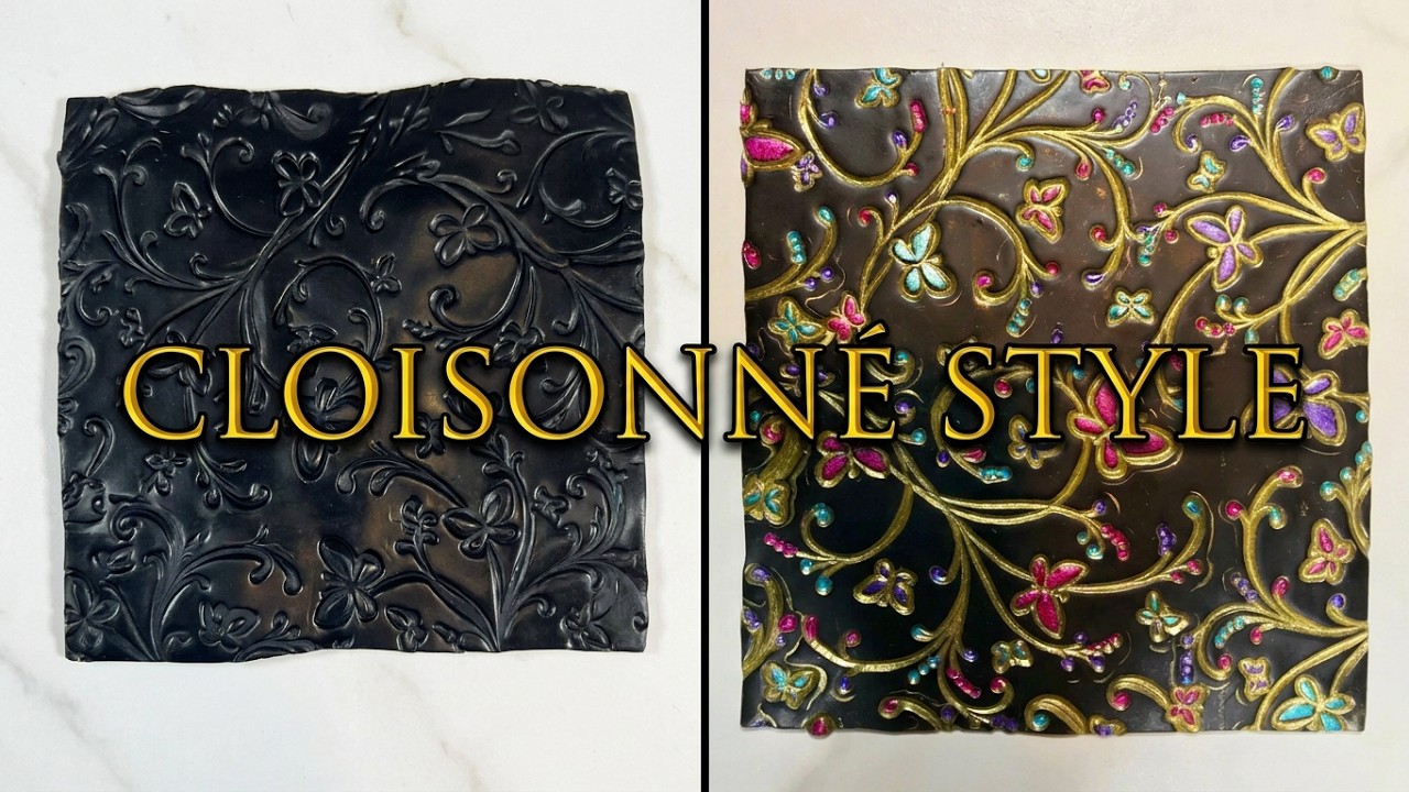 Gorgeous PAINTED POLYMER CLAY Veneer - Acrylic Paint - CLOISONNE - Polymer Clay Tutorial