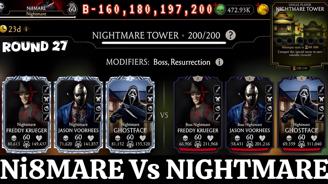 Nightmare Tower Boss Battle 200 & 160, 180 Fight + Rewards | Mortal Kombat Mobile