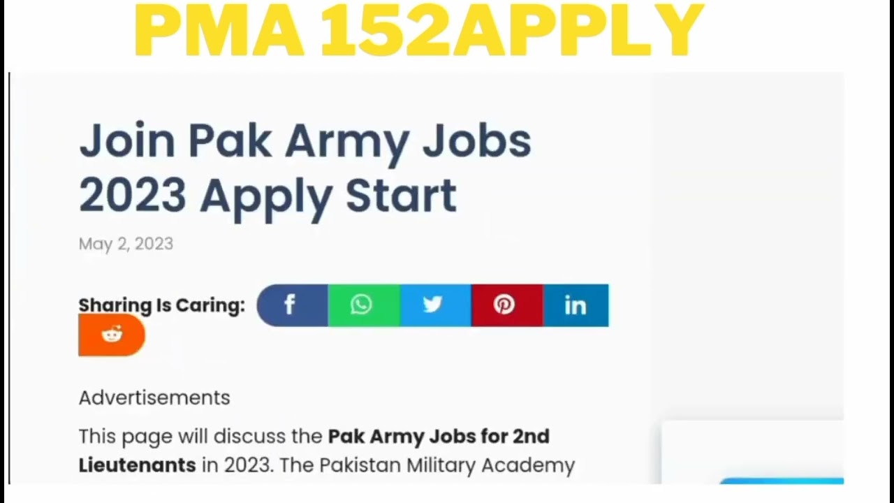 How to Apply in PMA Long Course 152 Online Registration How to Apply For PMA 151 Jobs 2023 Pak Army