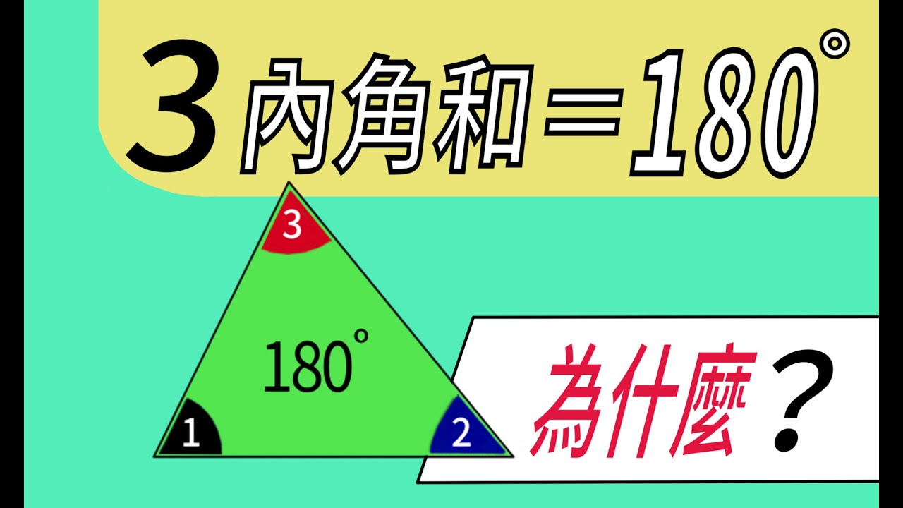 三角形3內角和=180度，為什麼？