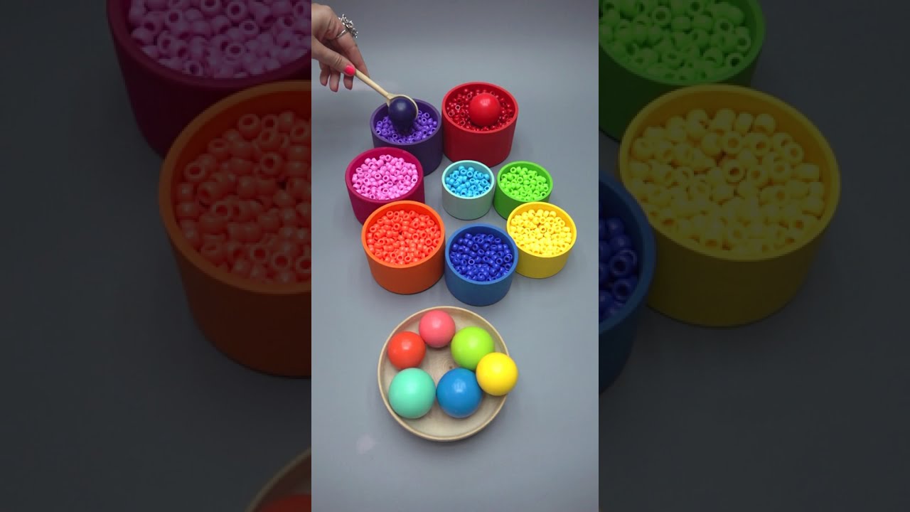 Reverse Zen Art📿Calming Pearl,Gold,Crystal and Colorful Beads in Wood Cups #asmr #beads #dominogirl