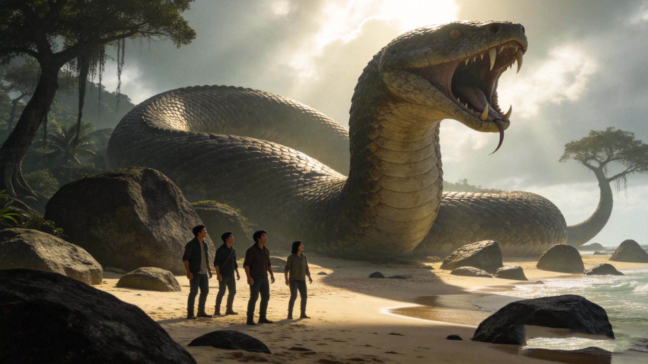 Humans stumbled upon a deserted island, awakening an ancient behemoth!【大蛇3龙蛇之战Snake3】