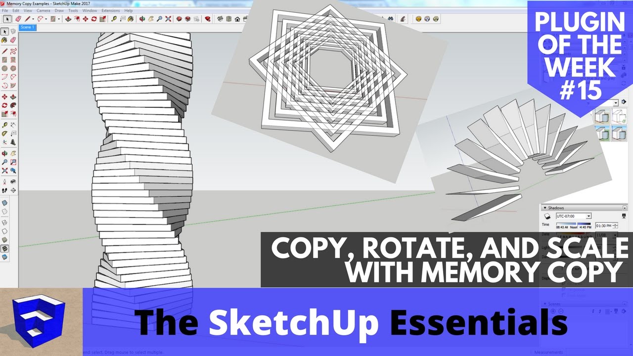 Repeating Copy, Rotation and Scaling of Objects with Memory Copy - SketchUp Plugin of the Week
