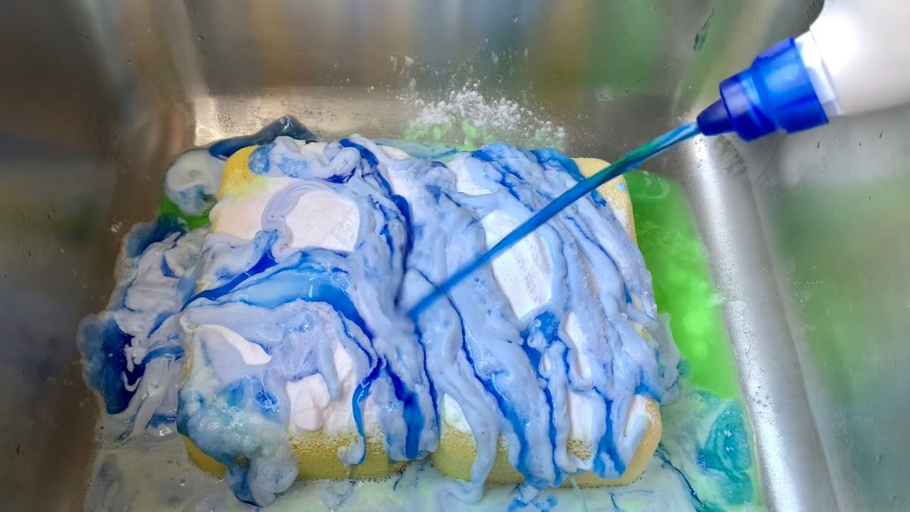 ✨MAGIC FOAM REACTION!✨WOW! 🌀🍏☁️(Baking Soda + TBC + Apple Fab) - sponge ASMR