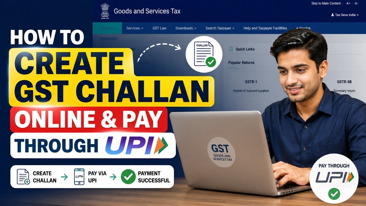 How to Create GST Challan Online & Pay Through UPI | GST Challan Payment Step by Step