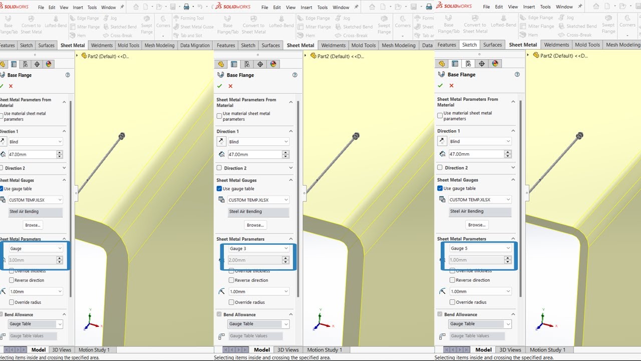 How to create Custom Gauge Table in solidworks Sheet metal