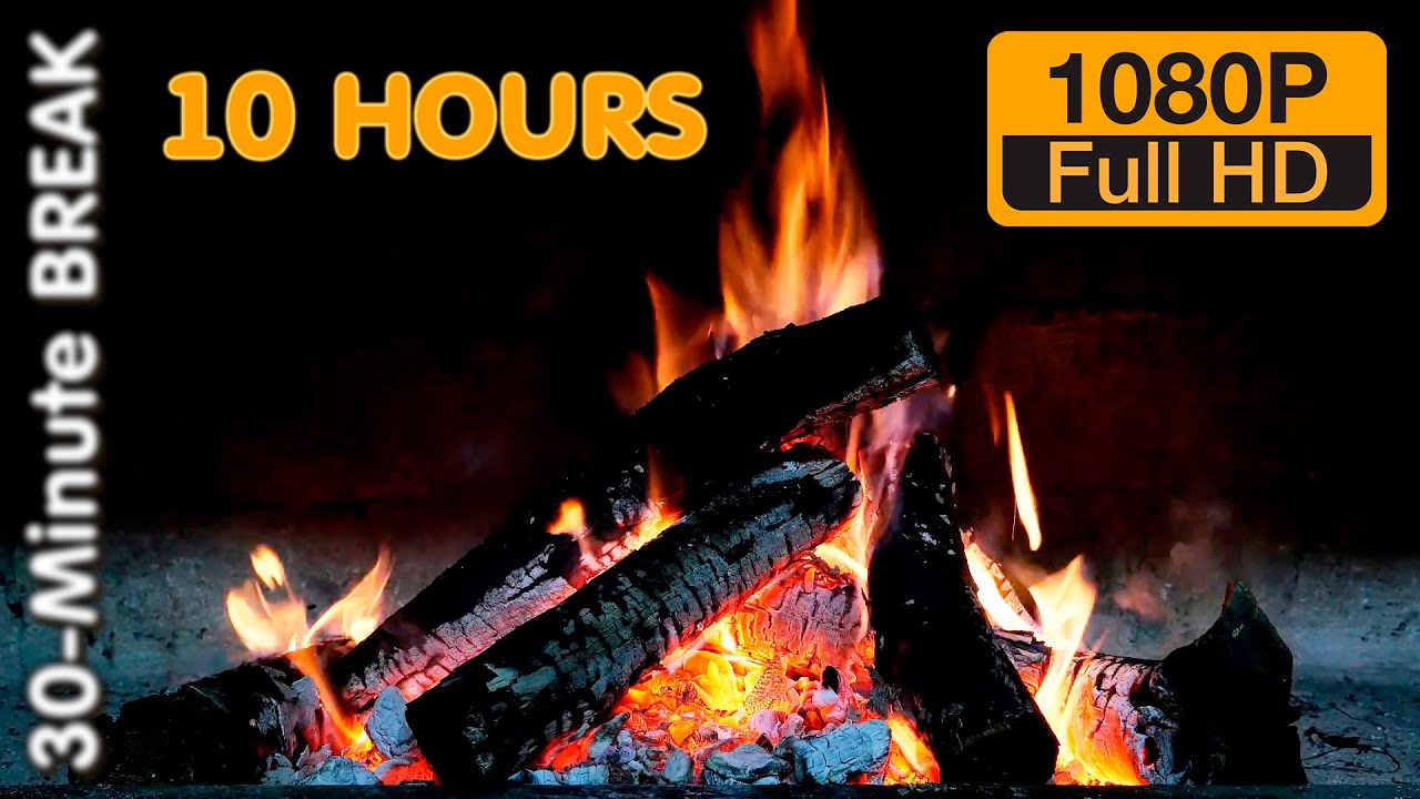 FIREPLACE 10 HOURS FullHD 1080p + Campfire Sound. Fireplace Burning. Best Fireplace.