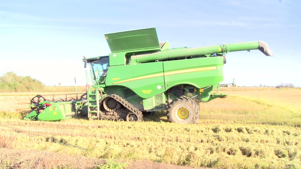 John Deere s760i con cingolatura Camso raccolta riso a novara