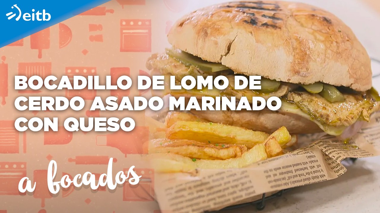 A BOCADOS: Bocadillo de lomo de cerdo asado marinado con queso
