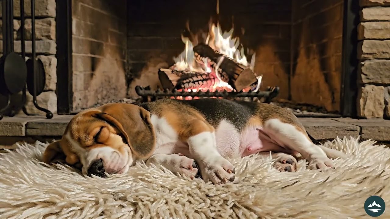 Sleeping Puppy by the Fireplace 🔥 10 Hours of Cozy Relaxation & Sleep Aid (HD)