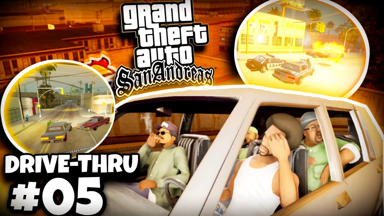 🔥 DRIVE-THRU! O ALMOÇO vira TIROTEIO EM LOS SANTOS! GTA San Andreas Edição Definitiva EP05