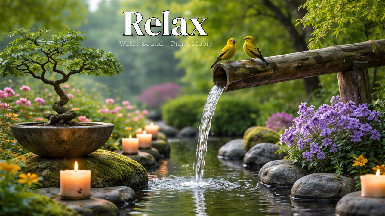 Healing of the Mind 🌿 Bamboo Water Sounds & Relaxing - heaven water