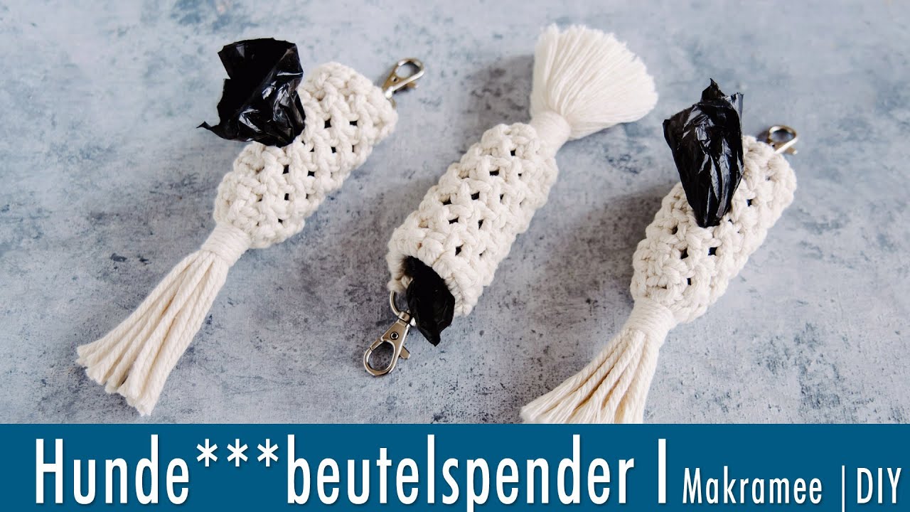 Hundekotbeutelspender DIY | Beutelspender für den Hundespaziergang aus Makramee selbstgemacht