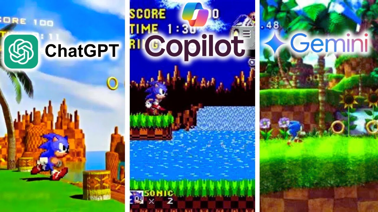 Qual IA recria melhor o Sonic? ChatGPT vs Copilot vs Gemini?