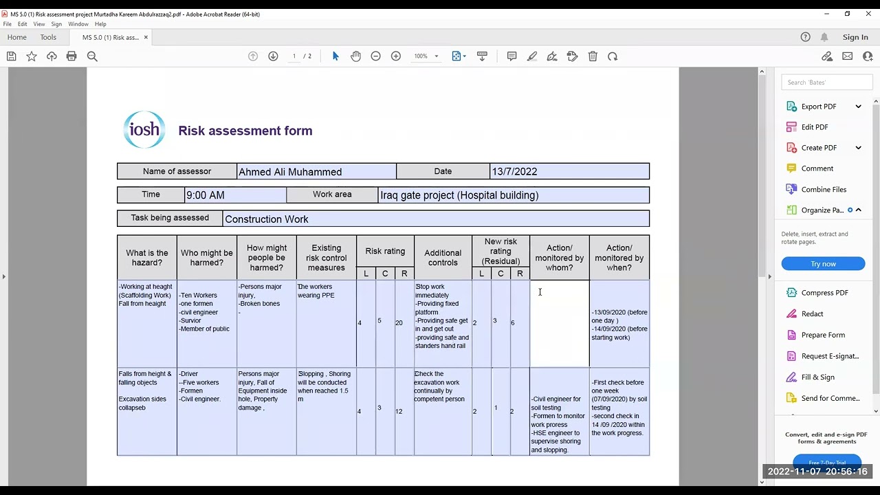 كيفية انشاء تقييم المخاطر Risk assessment محاضرة رقم 2