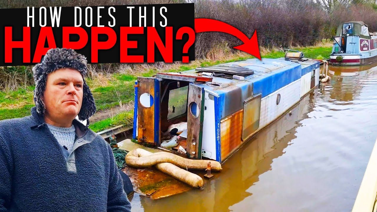 SUNKEN Narrowboat, What a TRAGIC Sight! Canal Boat Cruise Through Fradley Junction - 414