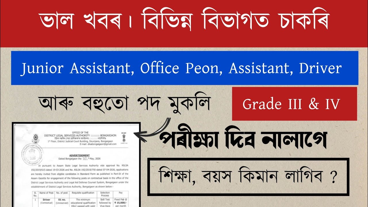 নতুন চাকৰিৰ সুযোগ ২০২৬ | No Exam | New Job Vacancy 2026 | Assam Job Vacancy 2026 |