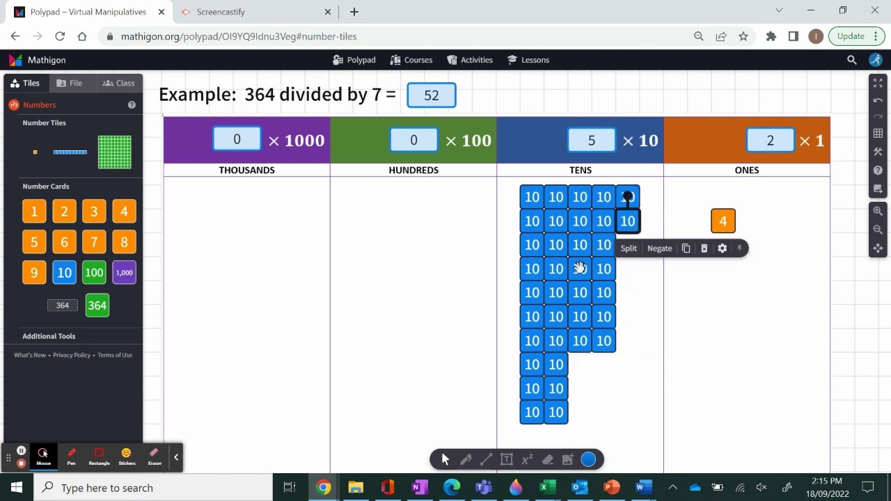 Polypad - Number Cards - Whole number division