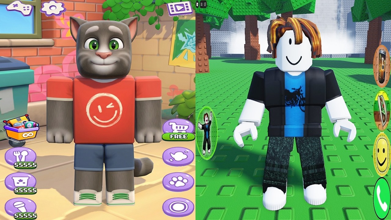 Gadający Kot Tom kontra Gadający Bekonowy Włos Roblox - Wszystkie Jedzenie Wszystkie Gadżety Wszystkie Animacje